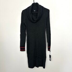 Tommy Hilfiger Dress Small Gray‎ Cable Knit Sweater Cowl Neck Long Sleeve Preppy